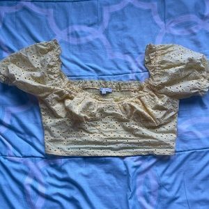 Love Tree Small Yellow Cropped Blouse